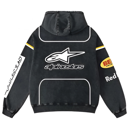 Washed Moto Inspired Hoodie